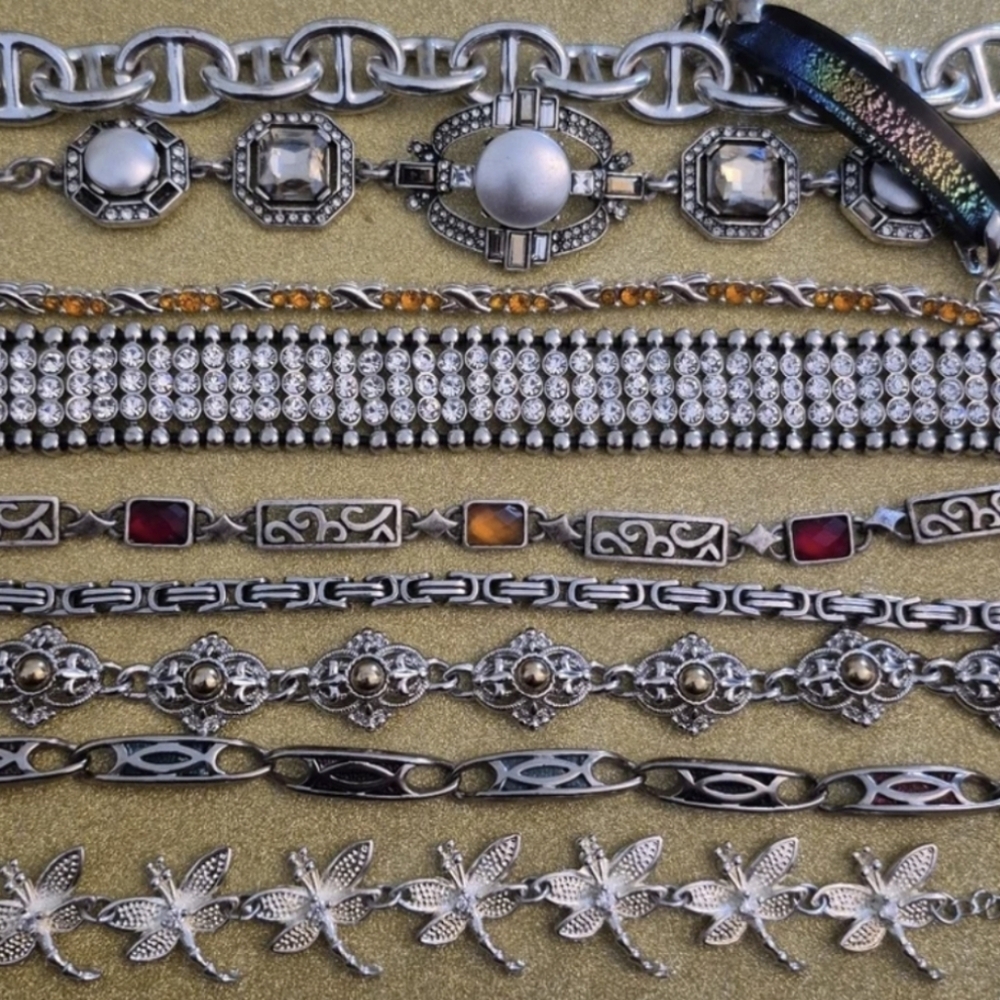 Vintage VALUE LOT- 10 silver Finish Braclets WHBM & LIZ CLAIBORNE